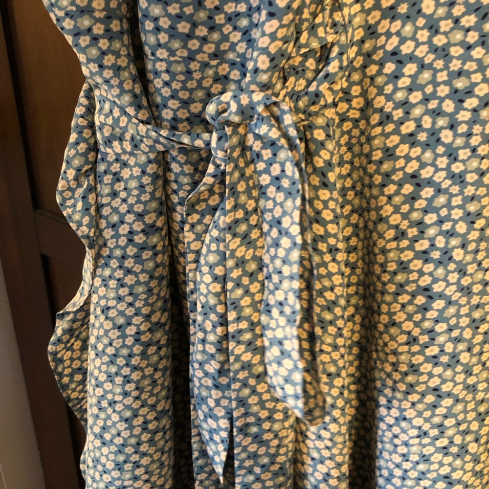 Madewell Silk Ruffle Mini Floral Dress Blue Size XS - Picture 7 of 10